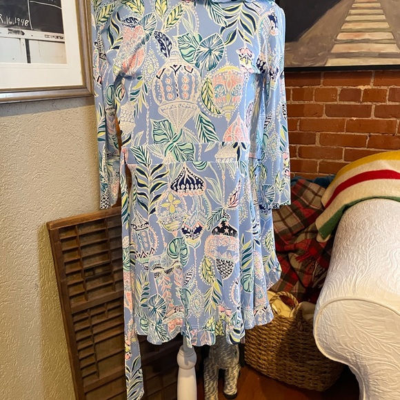 LILLY PULITZER Jessalynne Wrap Romper Blue Peri Lapis Lanterns - Picture 9 of 16